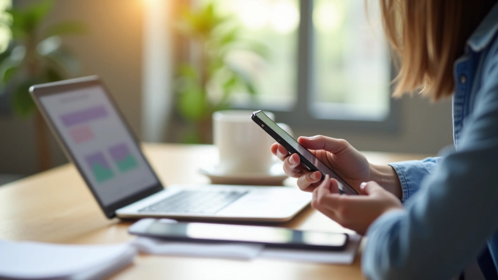 Digitale Finanzplanung mit Smartphone und Laptop für effizientes Budgetmanagement